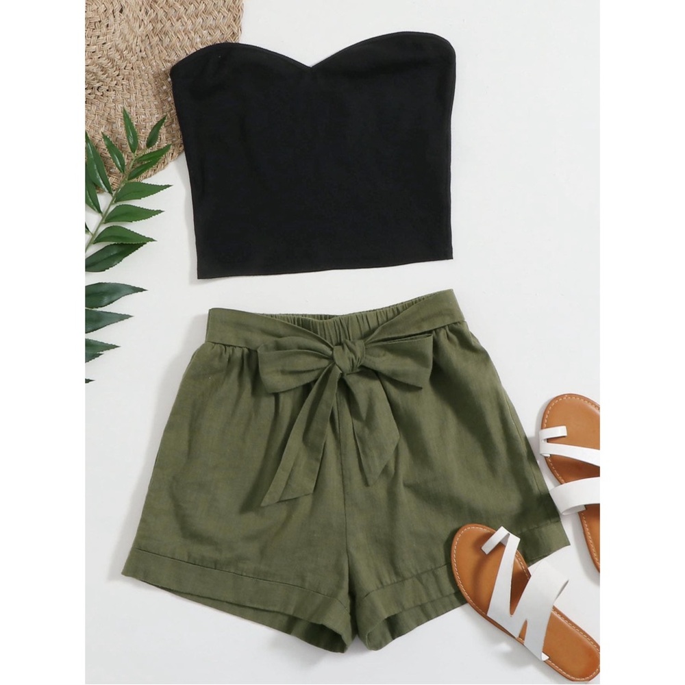 Knot Front Crop Halter Top & Wide Leg Pants
